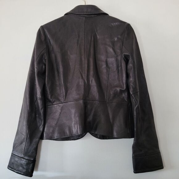 Mossimo Leather Black Women's Blazer Jacket Small Pockets Button - Picture 8 of 9